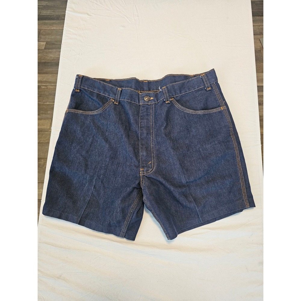 Vintage 60's Levis For Men Orange Tab Denim Shorts Dark Wash Indigo 35 Waist